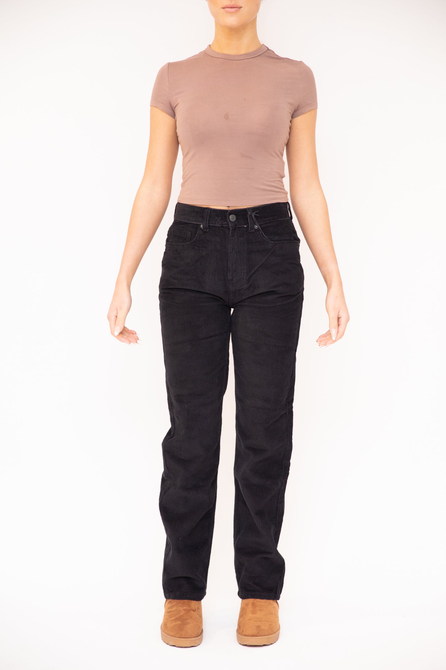 Olive Cord Straight Leg Trousers