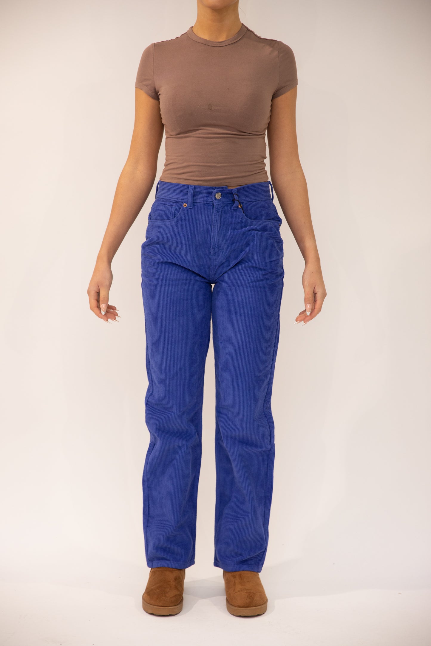 Olive Cord Straight Leg Trousers