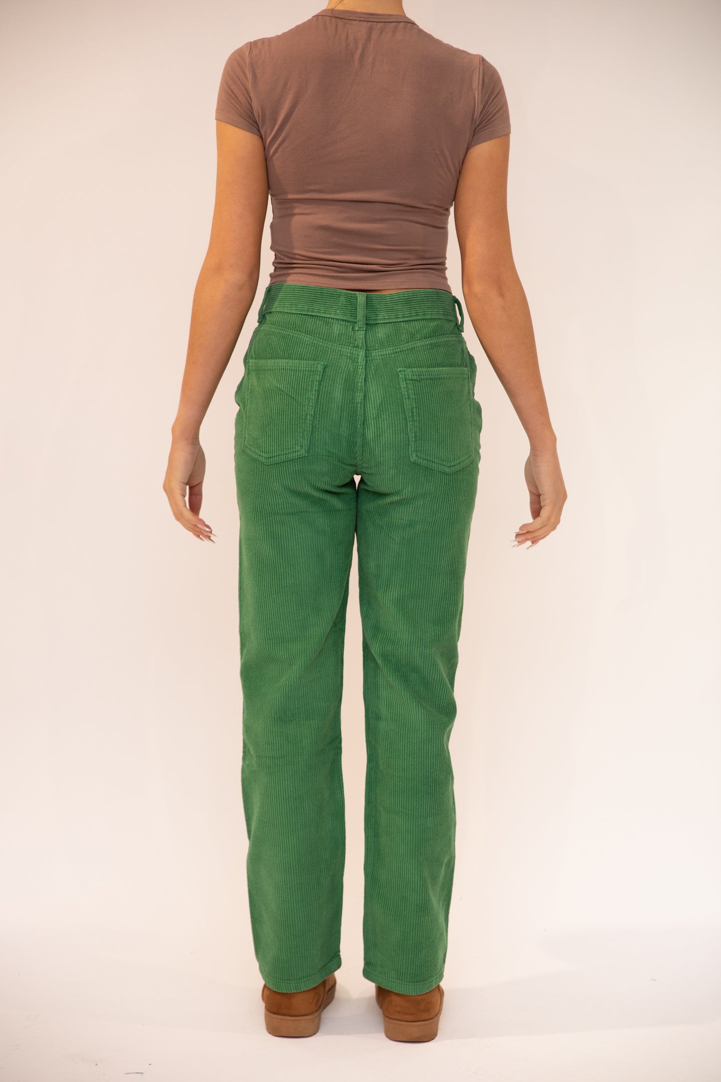 Olive Cord Straight Leg Trousers