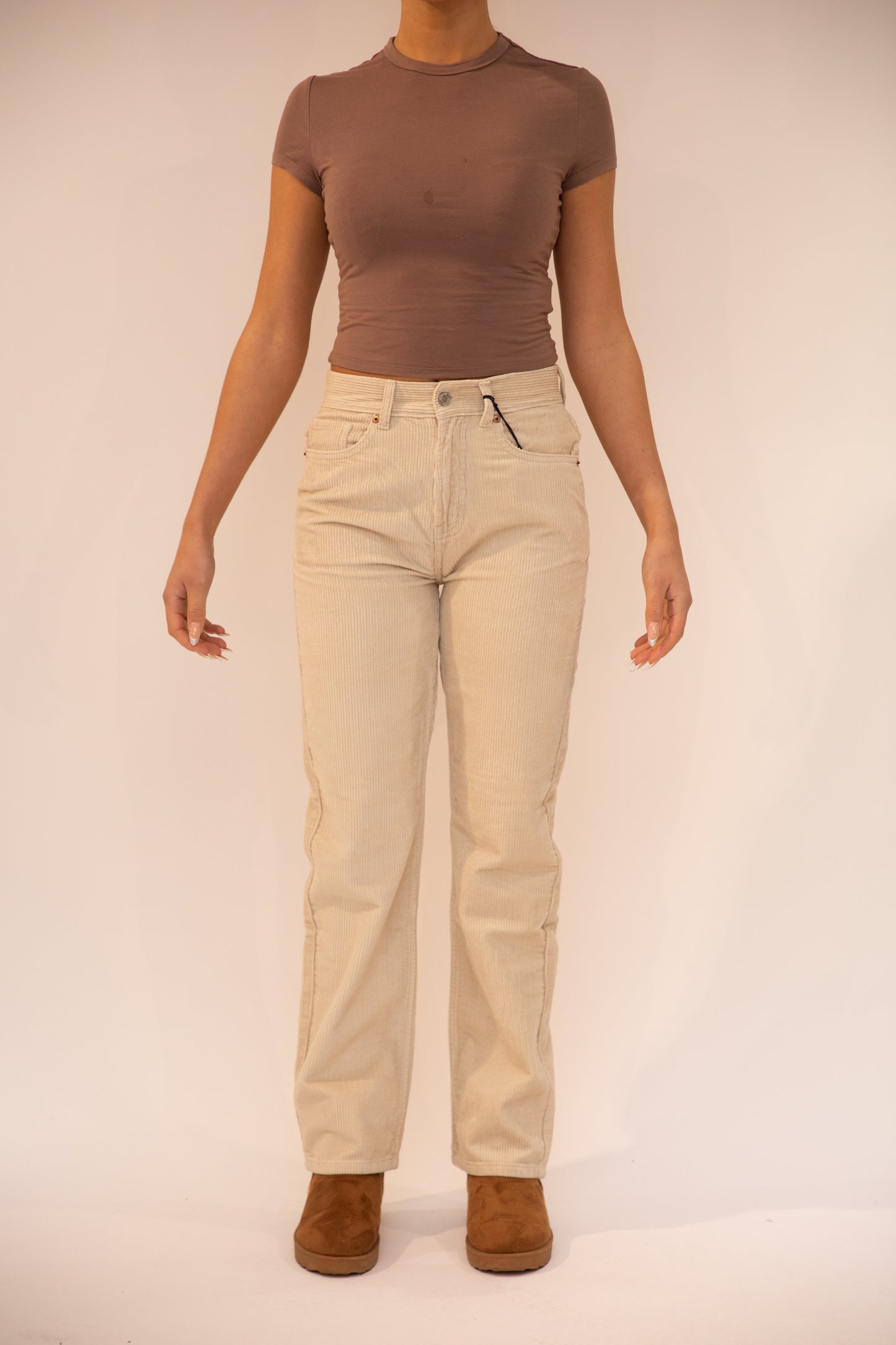 Olive Cord Straight Leg Trousers