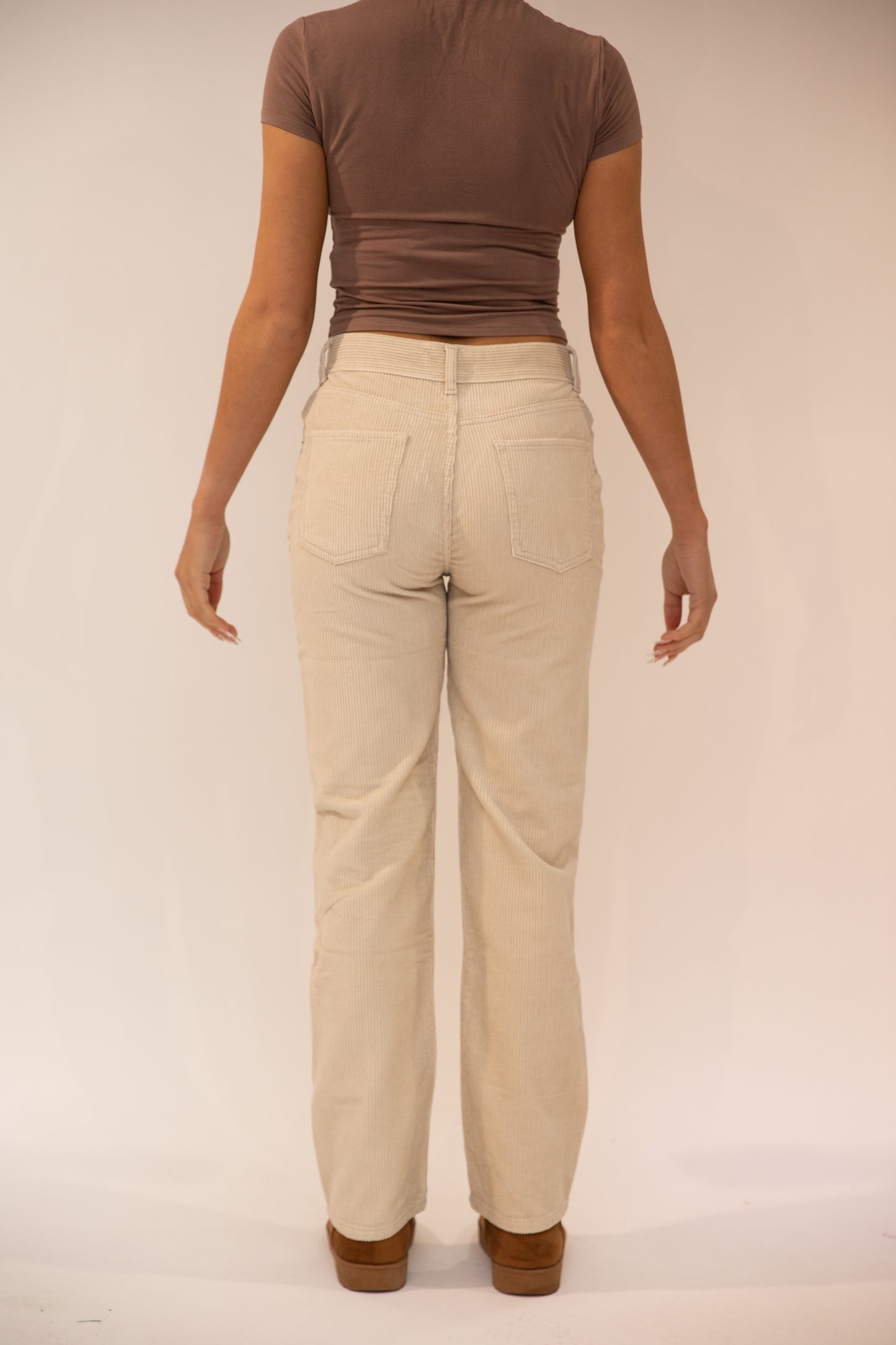 Olive Cord Straight Leg Trousers