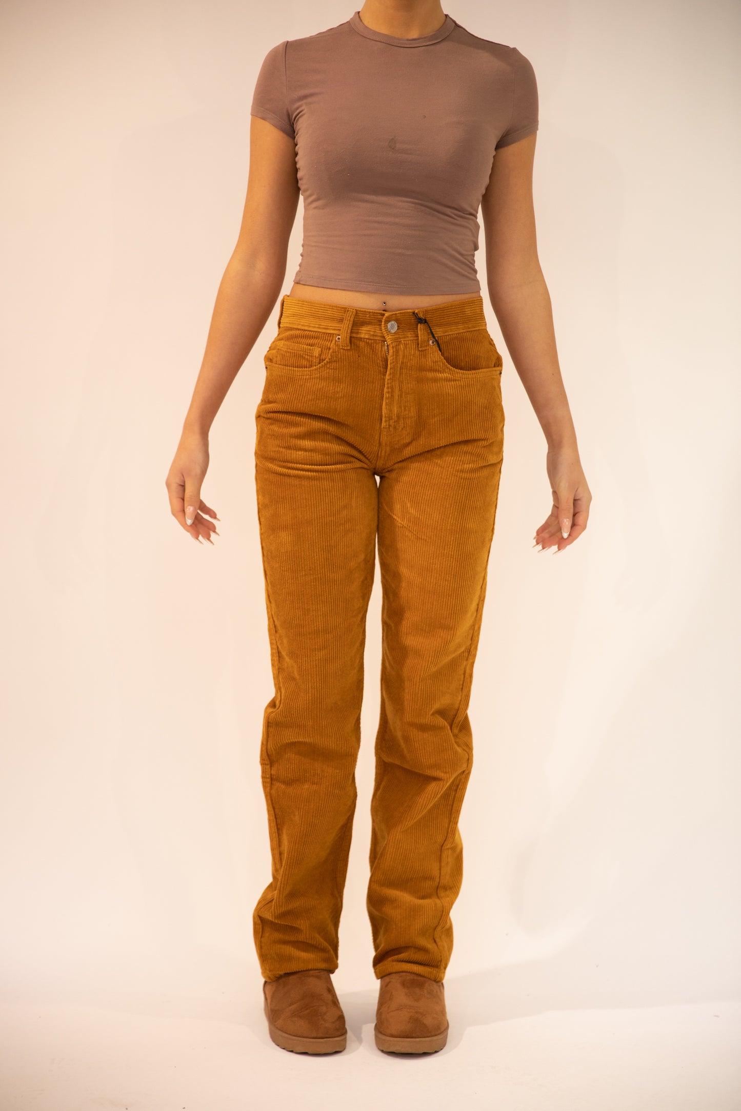Olive Cord Straight Leg Trousers
