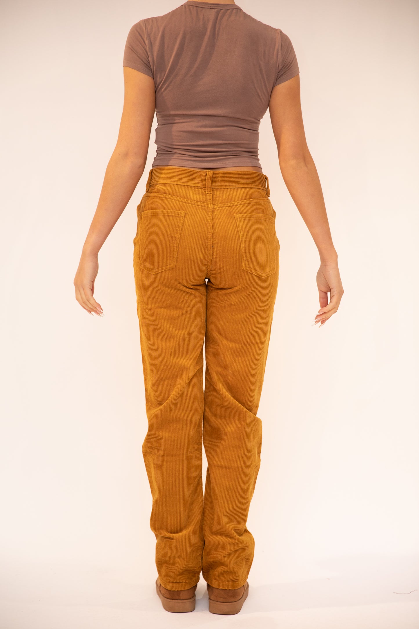 Olive Cord Straight Leg Trousers