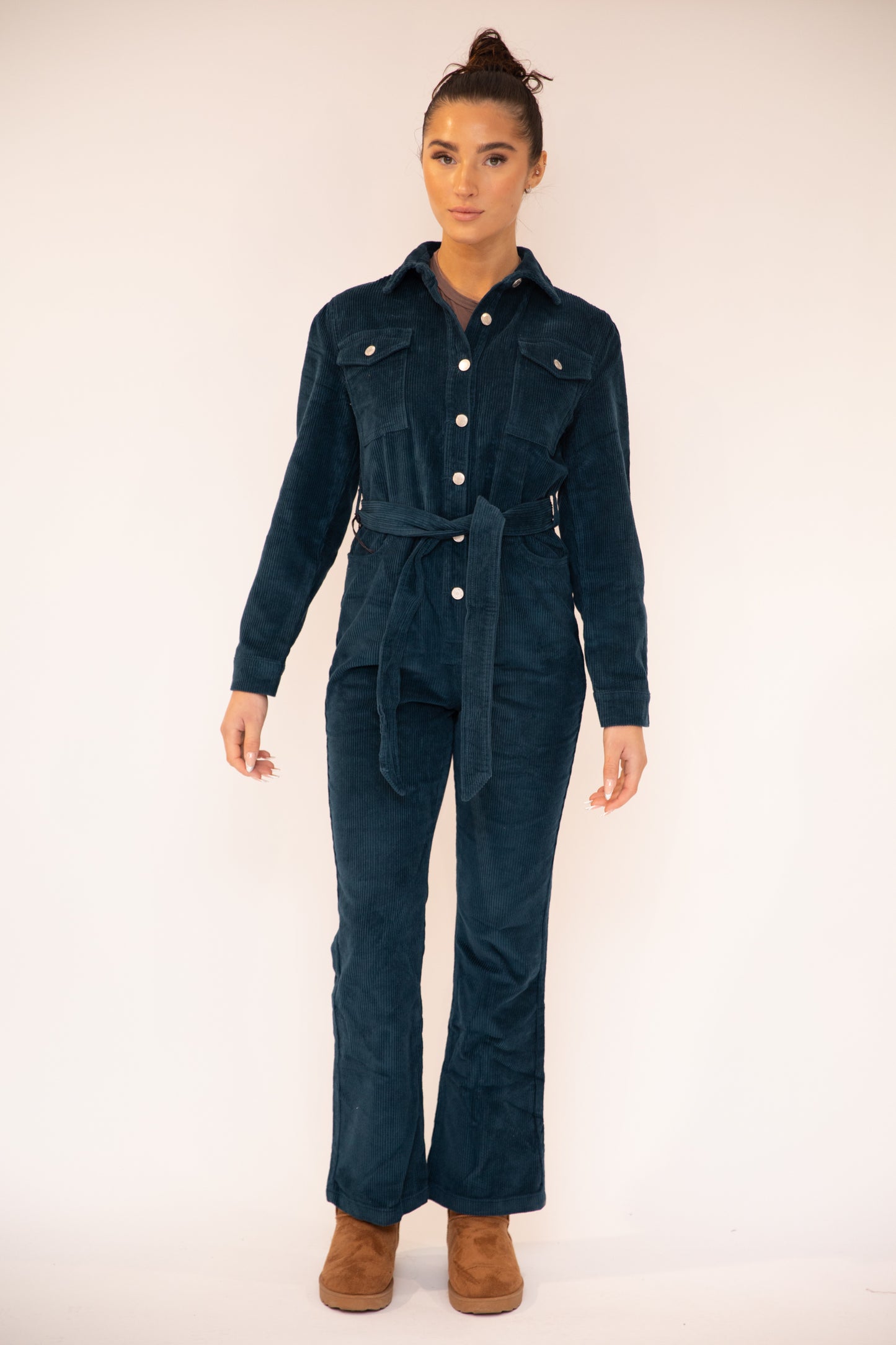 Flora Cord Wide Leg Belted Jumpsuit