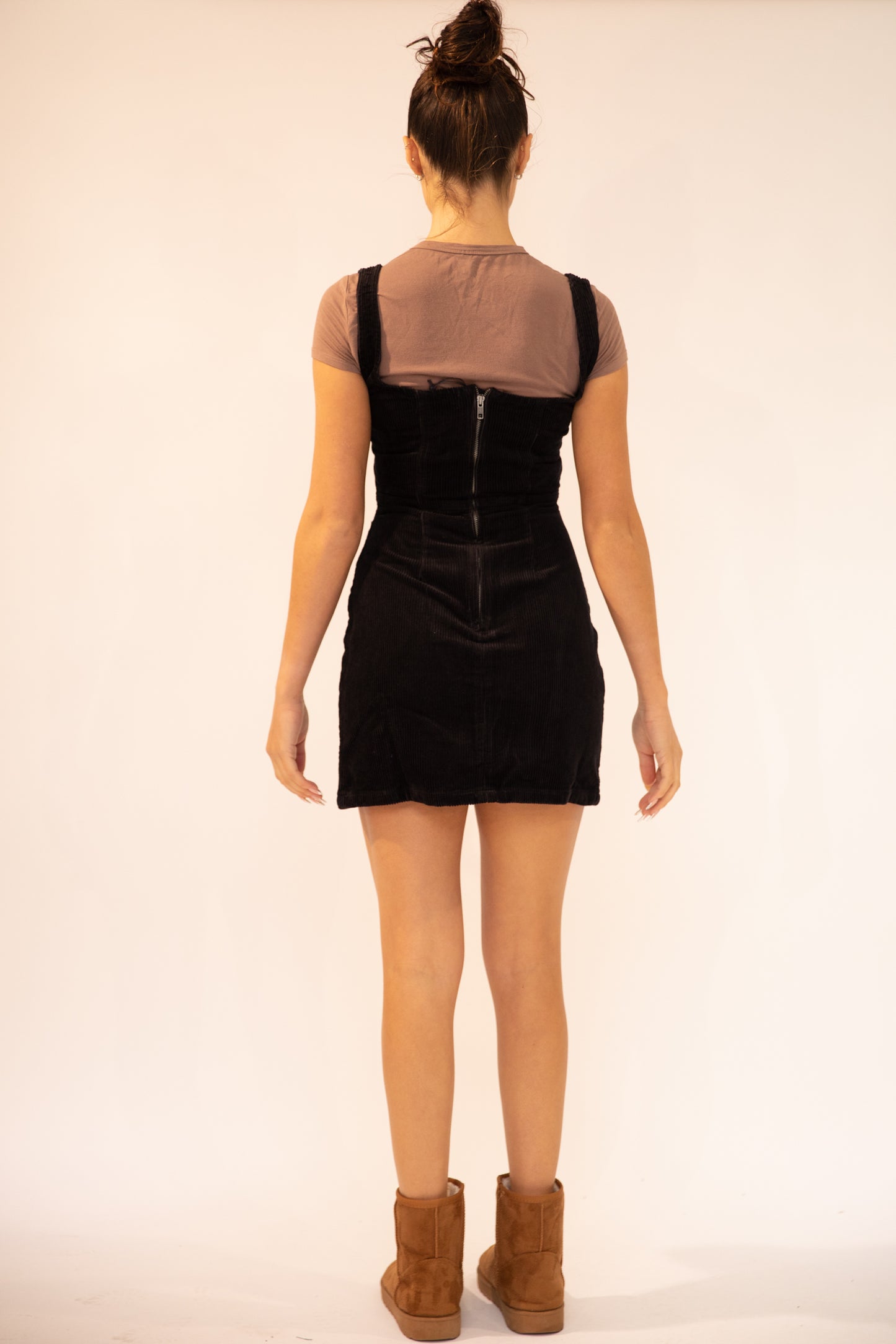 Estella Cord Fitted Pinafore Dress