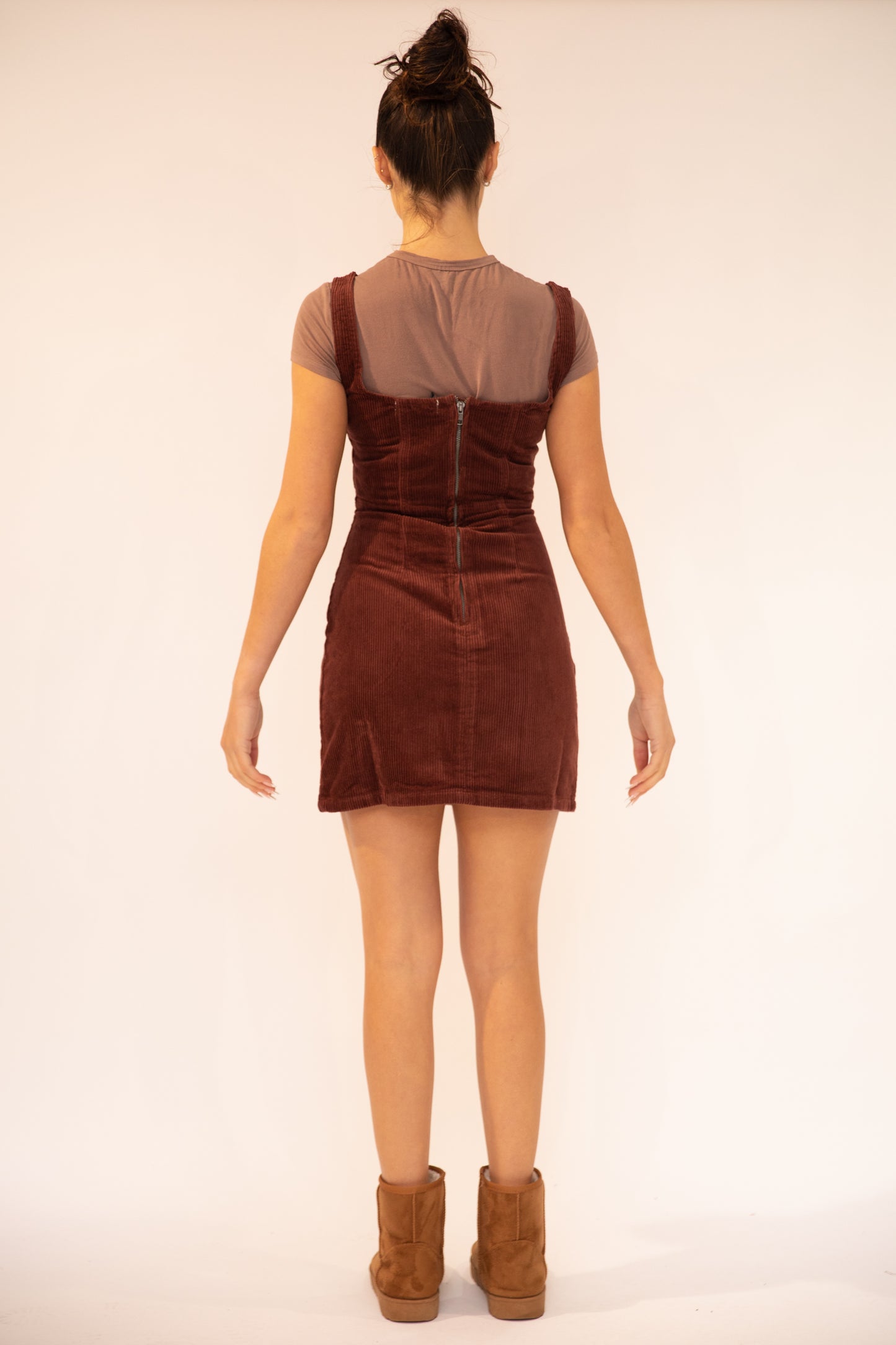 Estella Cord Fitted Pinafore Dress