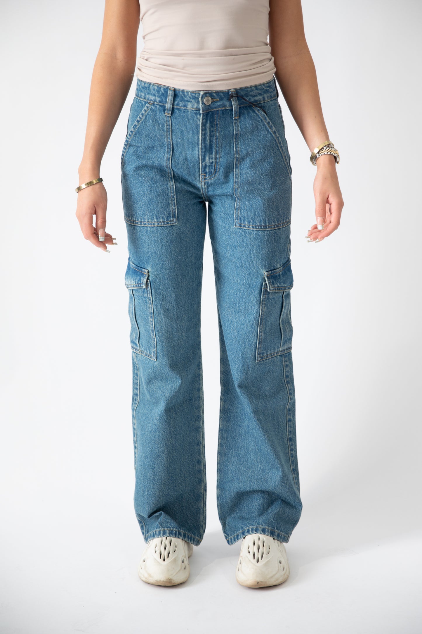Elle High Waisted Wide Leg Cargo Jean