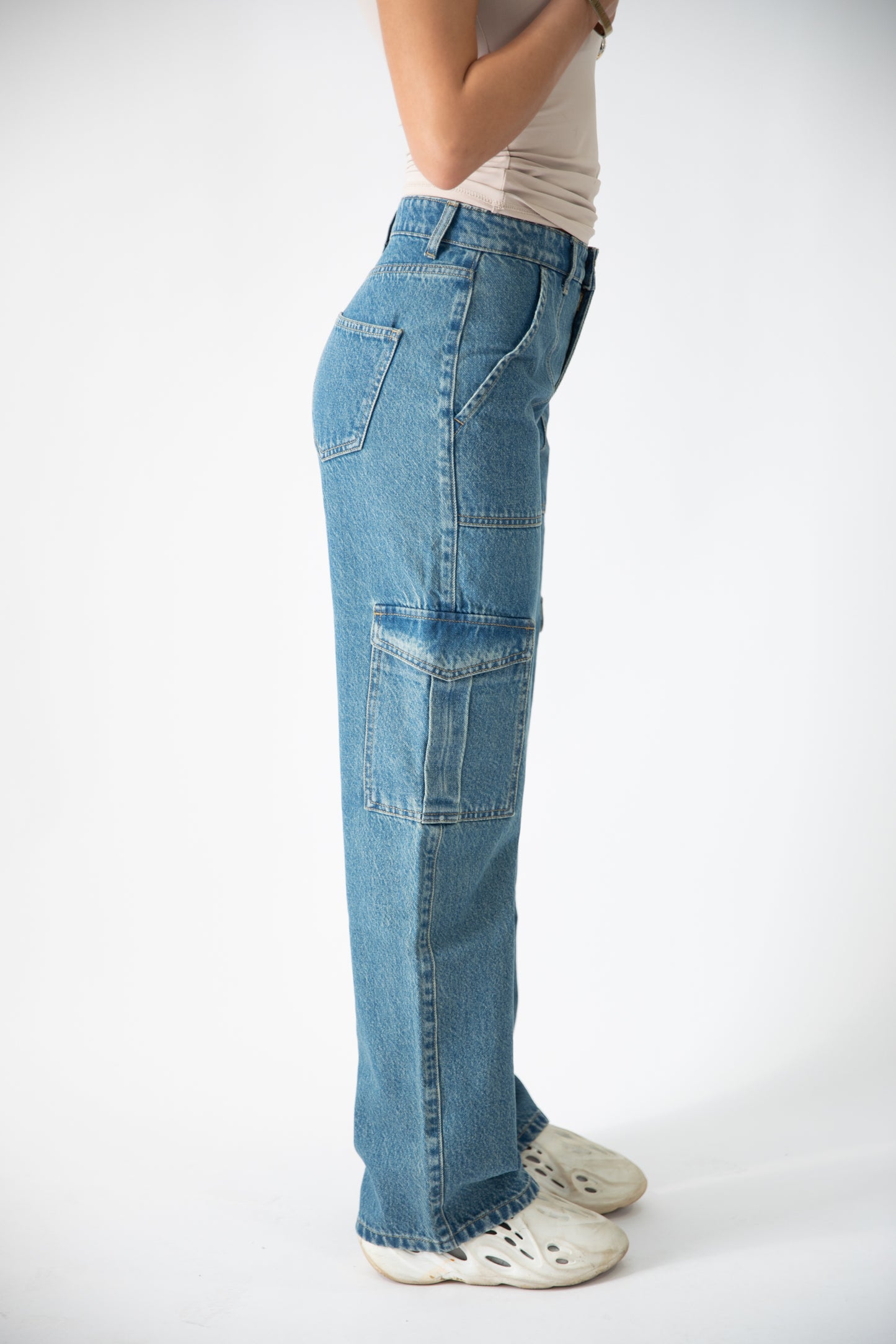 Elle High Waisted Wide Leg Cargo Jean