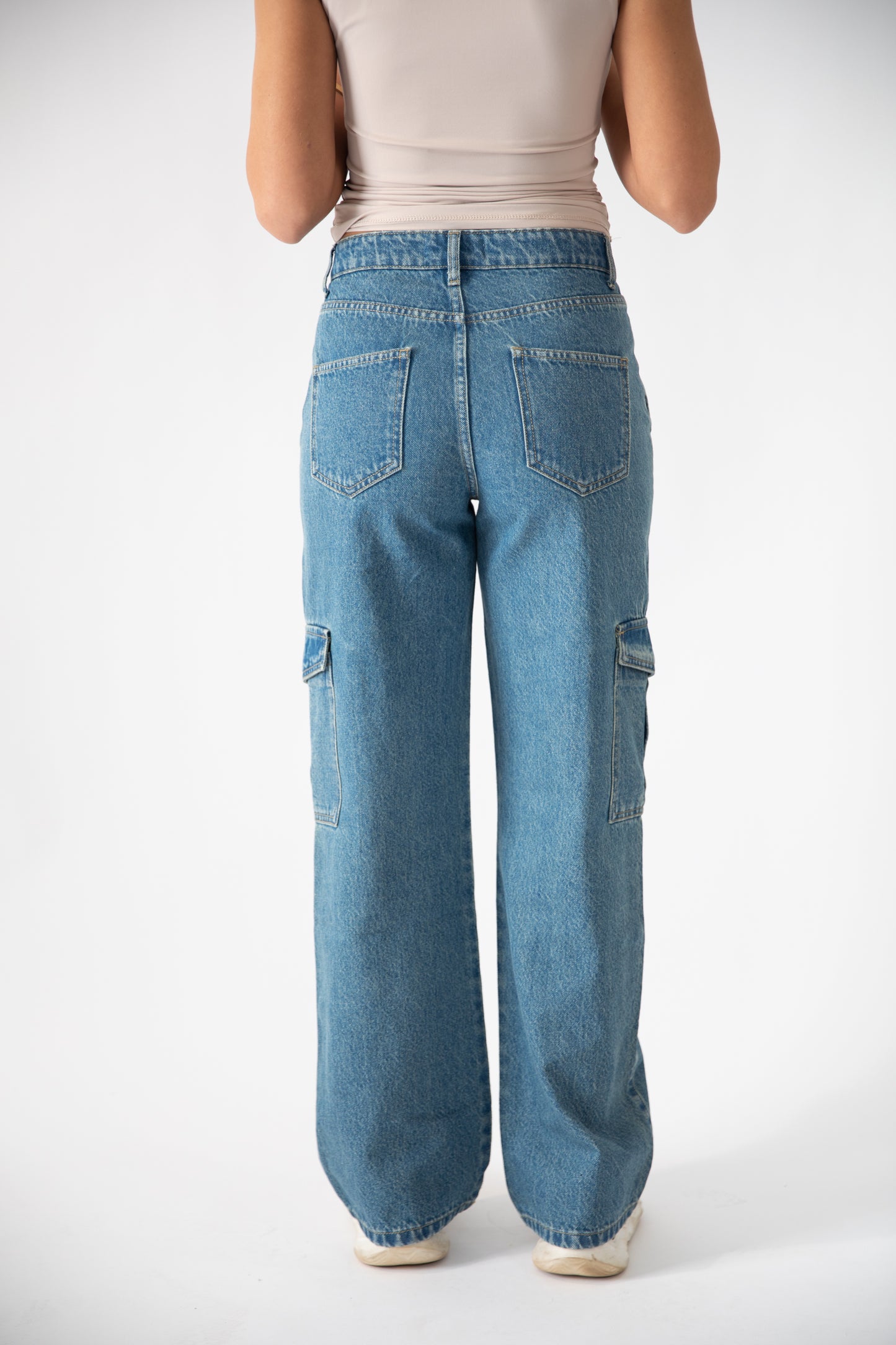 Elle High Waisted Wide Leg Cargo Jean