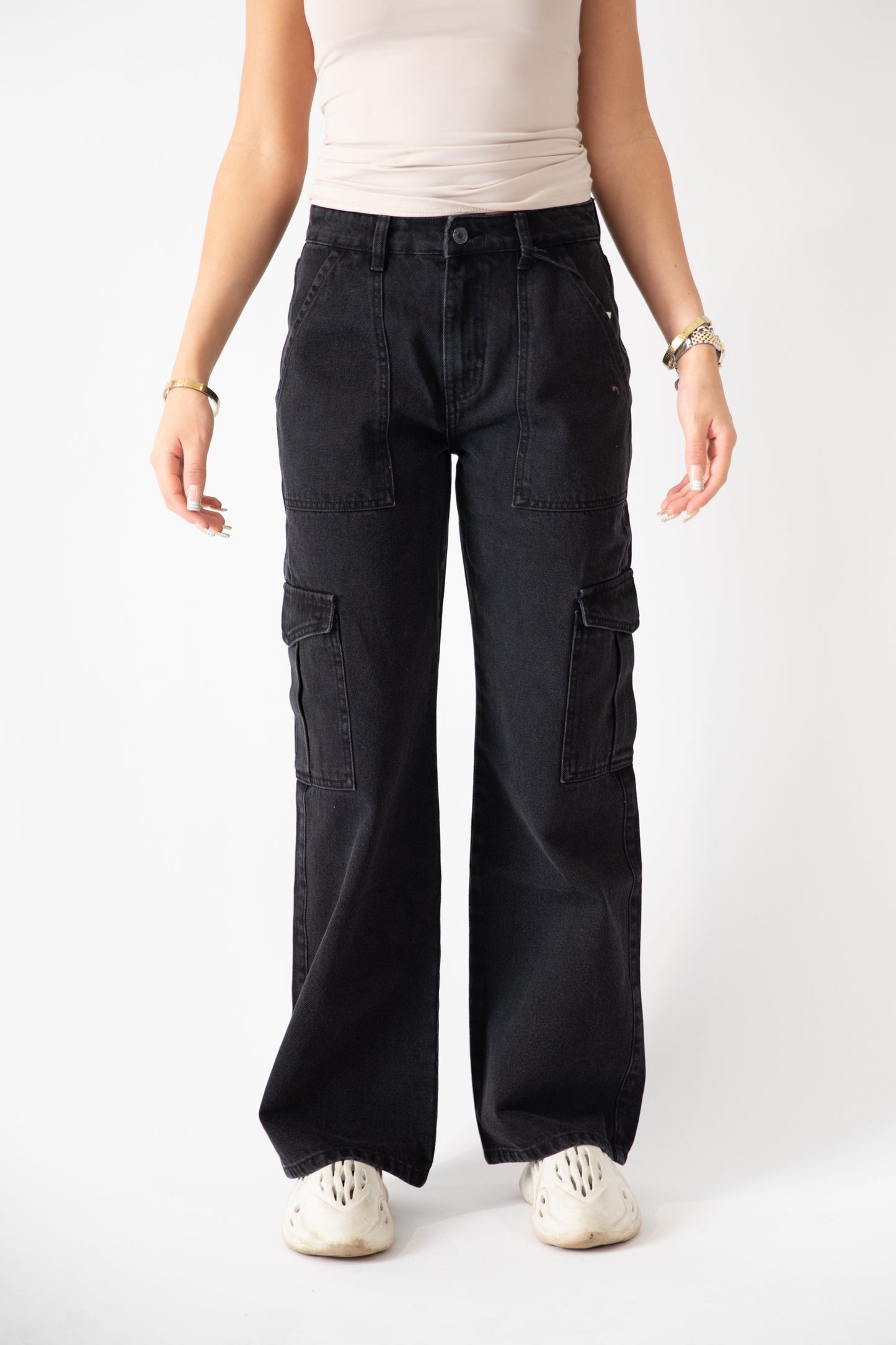 Elle High Waisted Wide Leg Cargo Jean