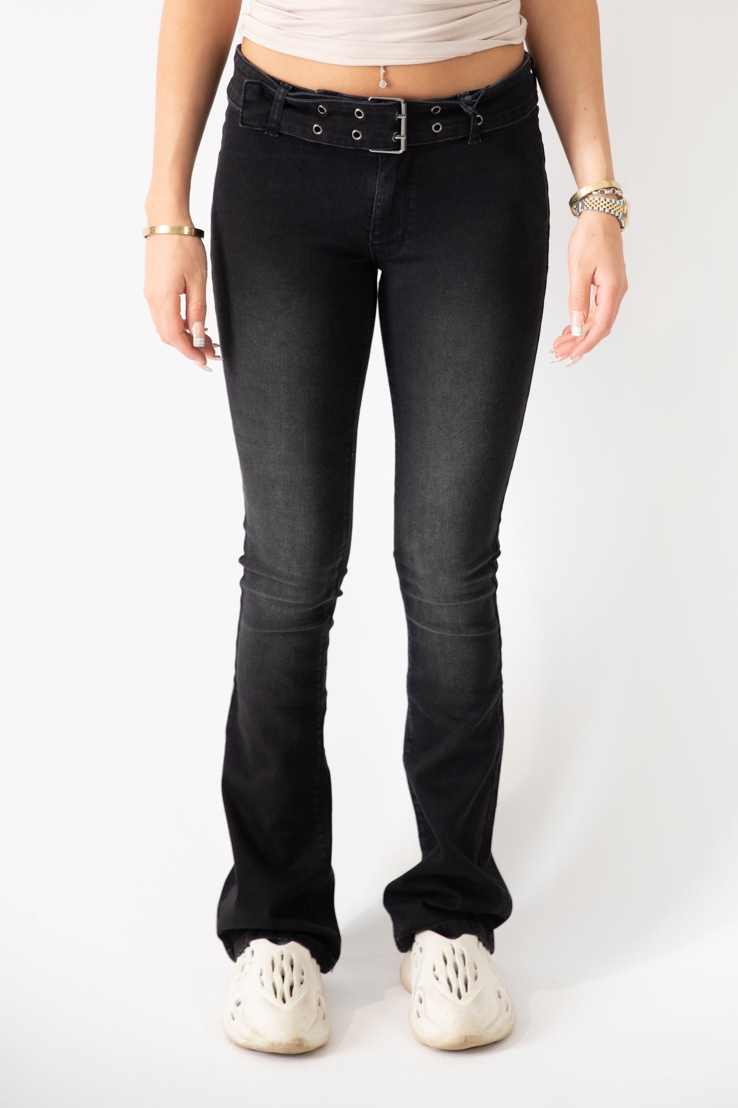Pheobe LR Belted Low Rise Flare Jean