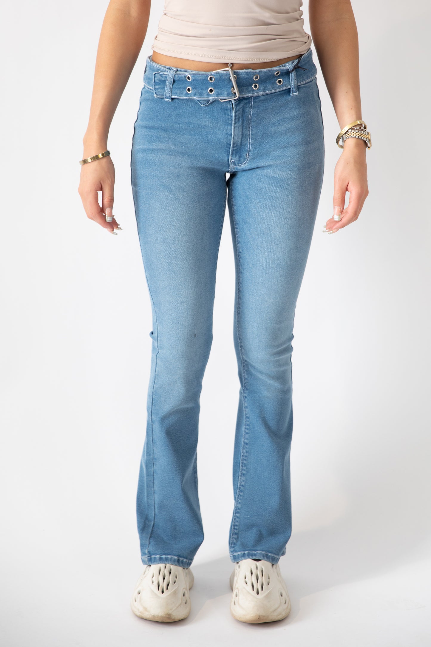 Pheobe LR Belted Low Rise Flare Jean