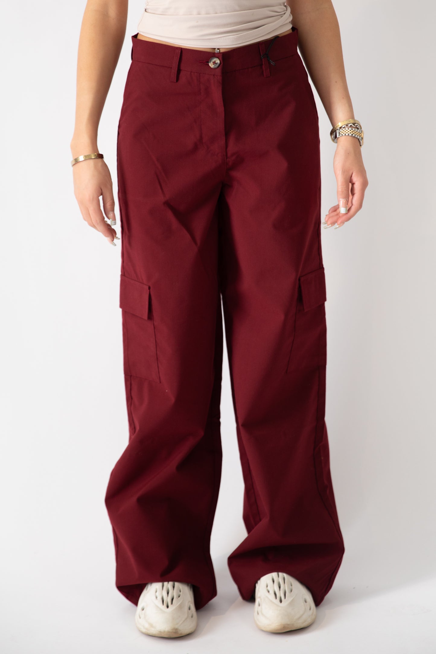 Del High Waisted Cargo Trousers