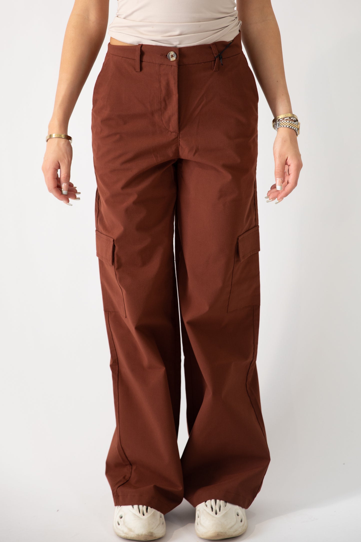 Del High Waisted Cargo Trousers