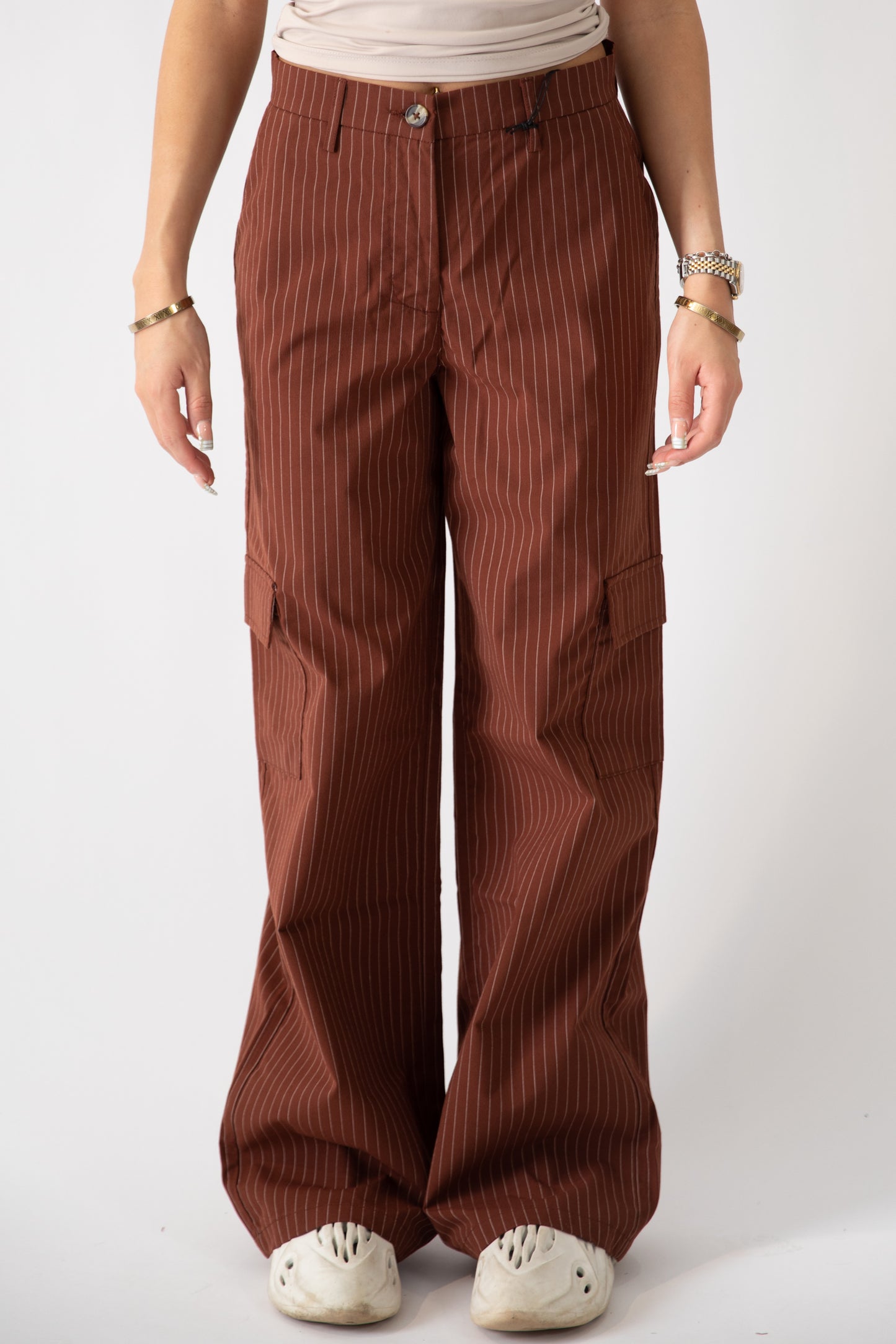 Del High Waisted Cargo Trousers