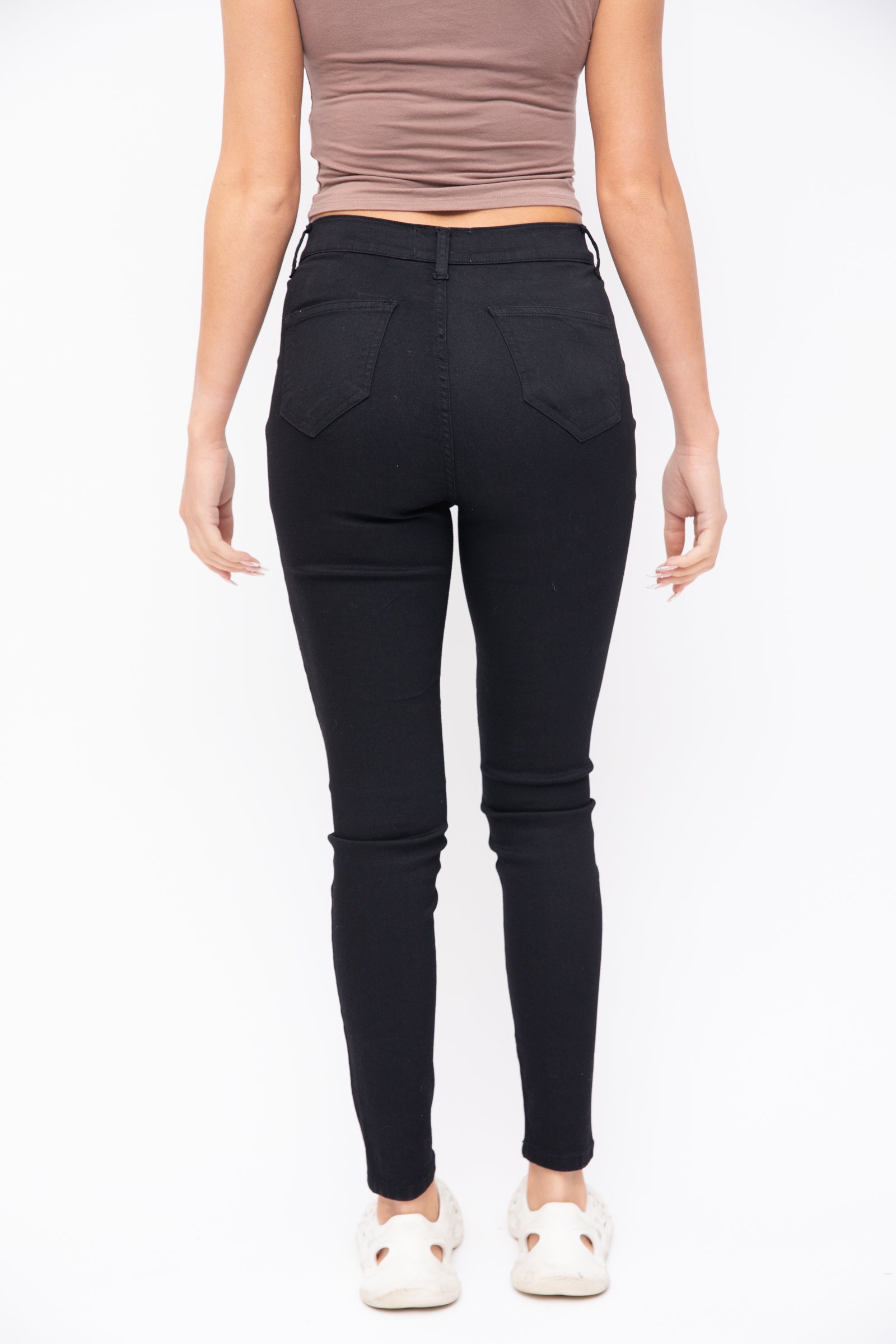 Don't Think Twice DTT Chloe high waisted disco stretch skinny jeans in  black 